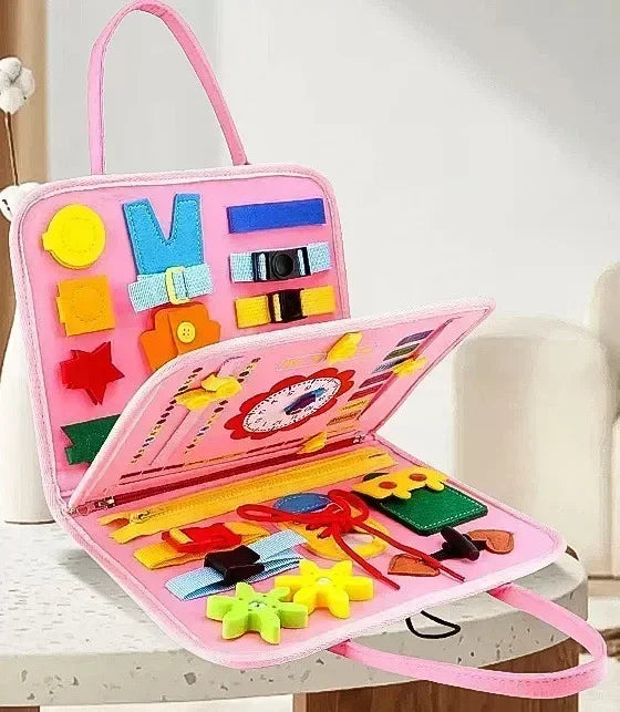 Kids Busy Board Buckle Montessori Lacing Up Tools Children Zip Button Sensory Suitcase Early Education Dress Aids Preschool Toys