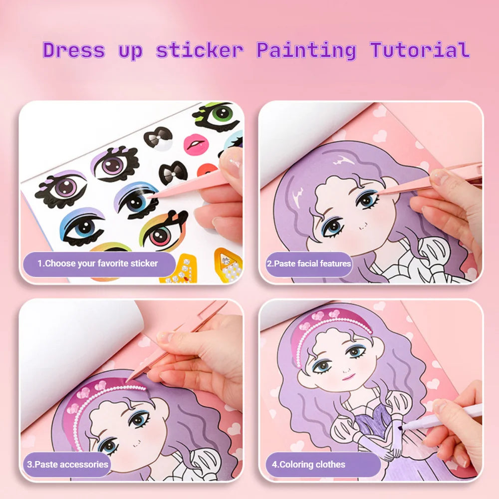 Montessori Toy Princess Girls Dressing Up Sticker Graffiti Coloring Book Children's DrawingToys DIY Painting Educational Toys