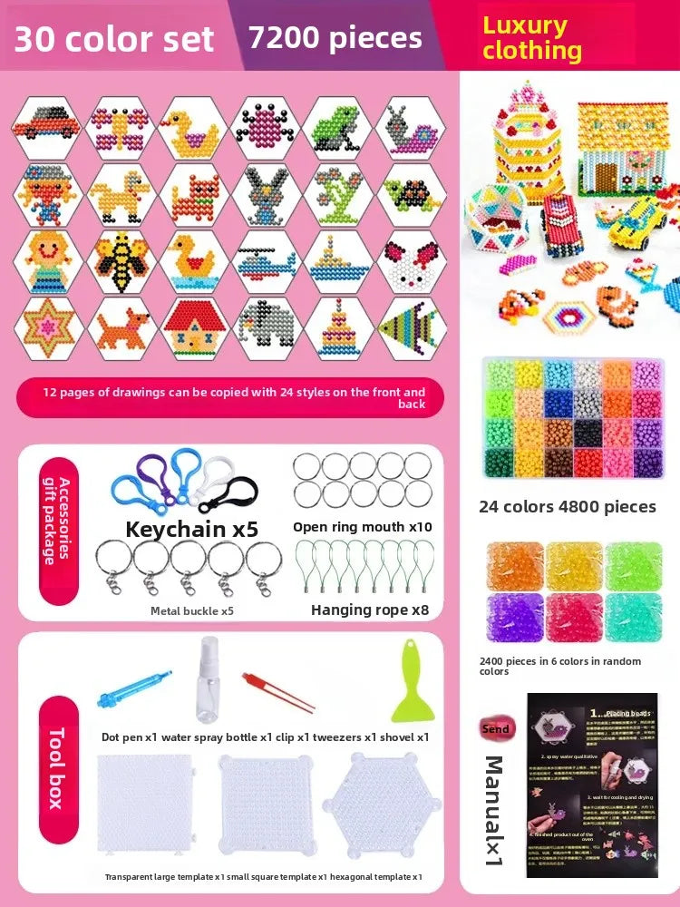 Educational DIY Water Mist Magic Beads Toy Set for Boys And Girls Creative Intelligence Development Bean Puzzle Children Playset
