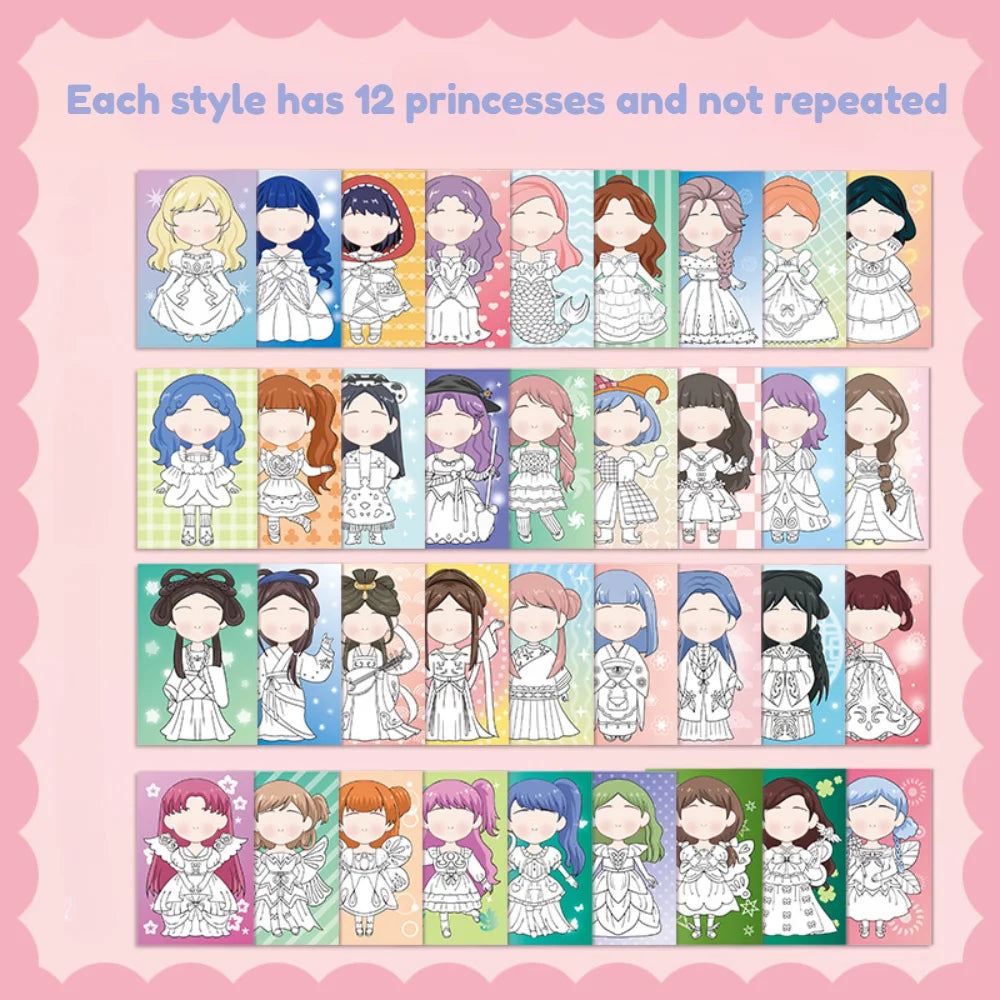 Montessori Toy Princess Girls Dressing Up Sticker Graffiti Coloring Book Children's DrawingToys  DIY Painting Educational Toys