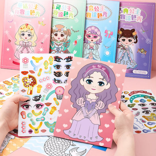 Montessori Toy Princess Girls Dressing Up Sticker Graffiti Coloring Book Children's DrawingToys  DIY Painting Educational Toys