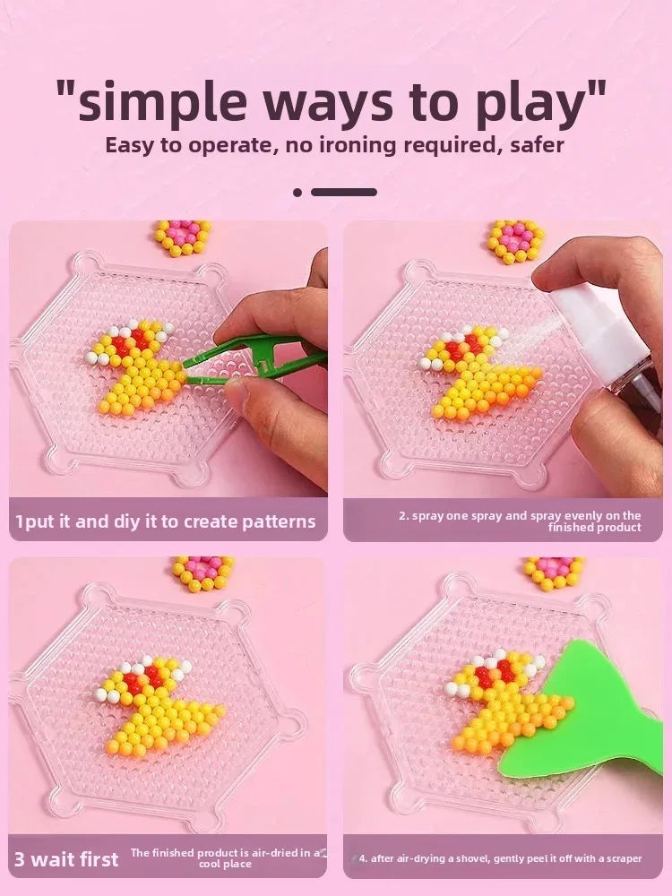 Educational DIY Water Mist Magic Beads Toy Set for Boys And Girls Creative Intelligence Development Bean Puzzle Children Playset