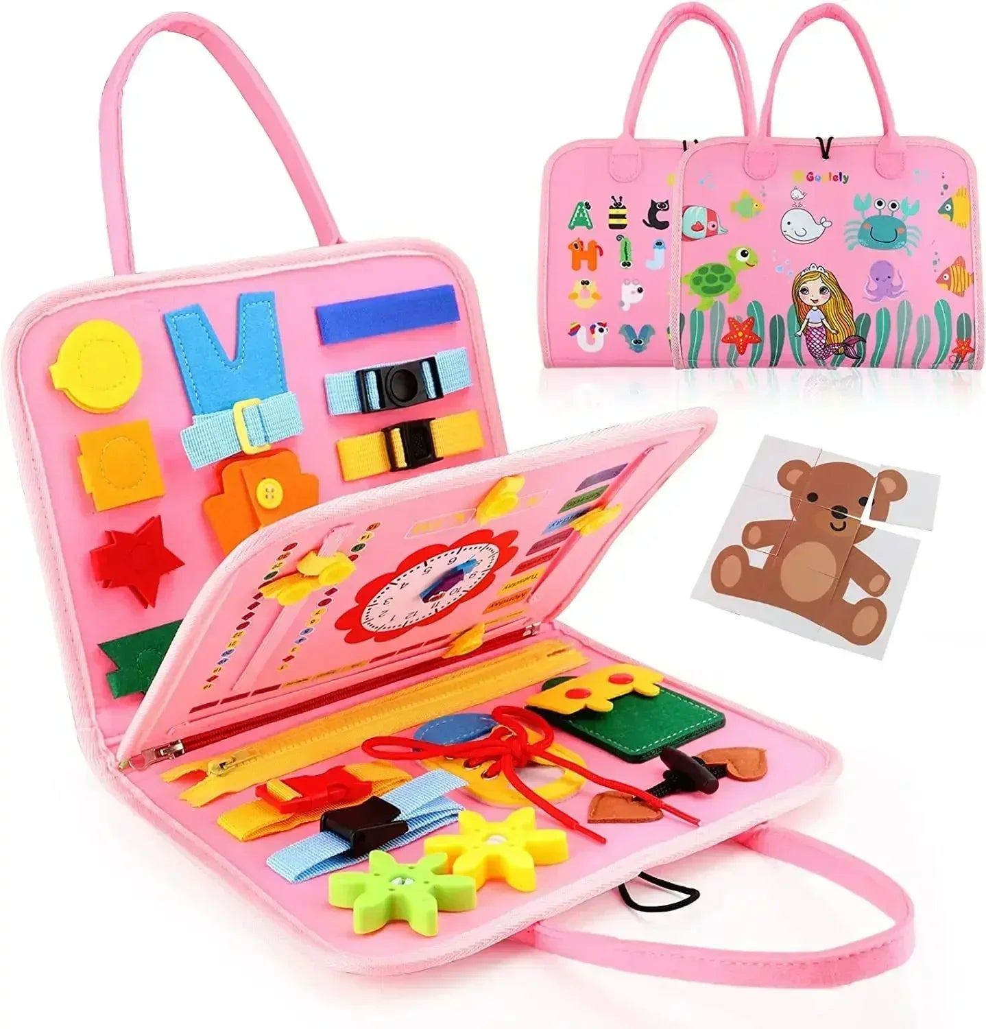 Kids Busy Board Buckle Montessori Lacing Up Tools Children Zip Button Sensory Suitcase Early Education Dress Aids Preschool Toys