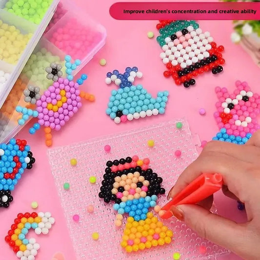 Educational DIY Water Mist Magic Beads Toy Set for Boys And Girls Creative Intelligence Development Bean Puzzle Children Playset