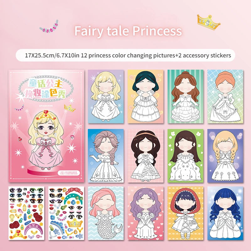 Montessori Toy Princess Girls Dressing Up Sticker Graffiti Coloring Book Children's DrawingToys  DIY Painting Educational Toys