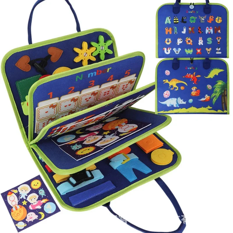 Kids Busy Board Buckle Montessori Lacing Up Tools Children Zip Button Sensory Suitcase Early Education Dress Aids Preschool Toys