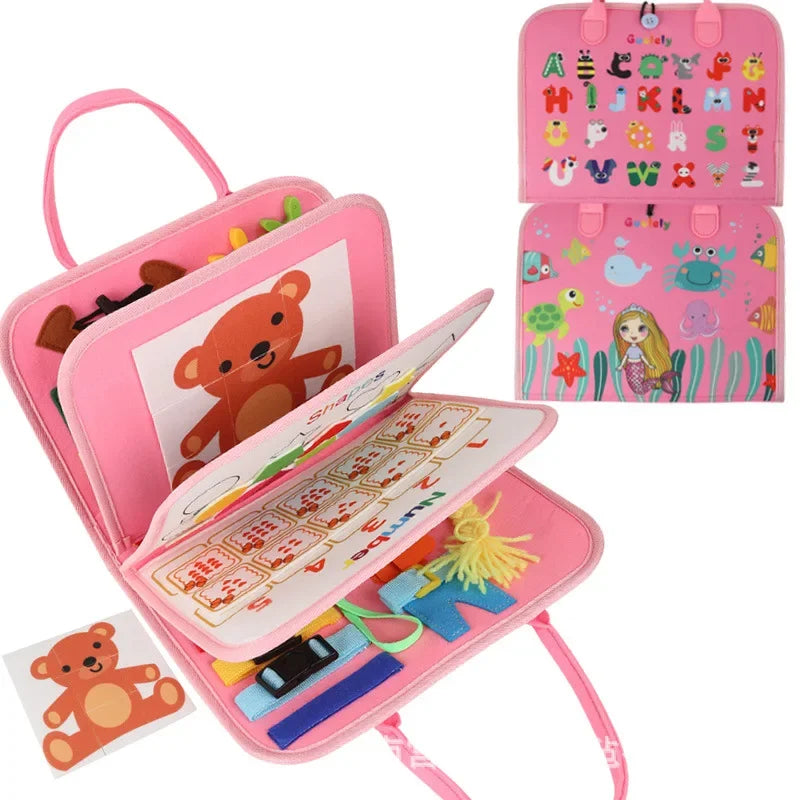 Kids Busy Board Buckle Montessori Lacing Up Tools Children Zip Button Sensory Suitcase Early Education Dress Aids Preschool Toys