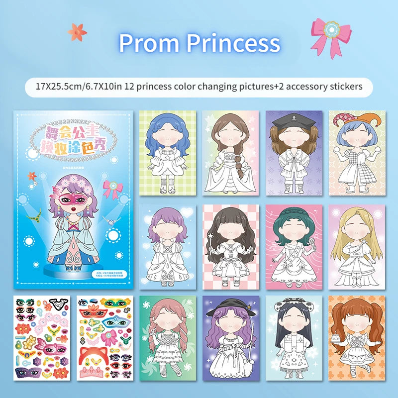 Montessori Toy Princess Girls Dressing Up Sticker Graffiti Coloring Book Children's DrawingToys  DIY Painting Educational Toys