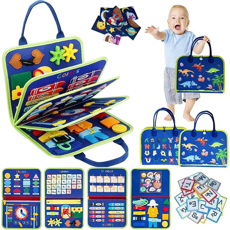 Kids Busy Board Buckle Montessori Lacing Up Tools Children Zip Button Sensory Suitcase Early Education Dress Aids Preschool Toys